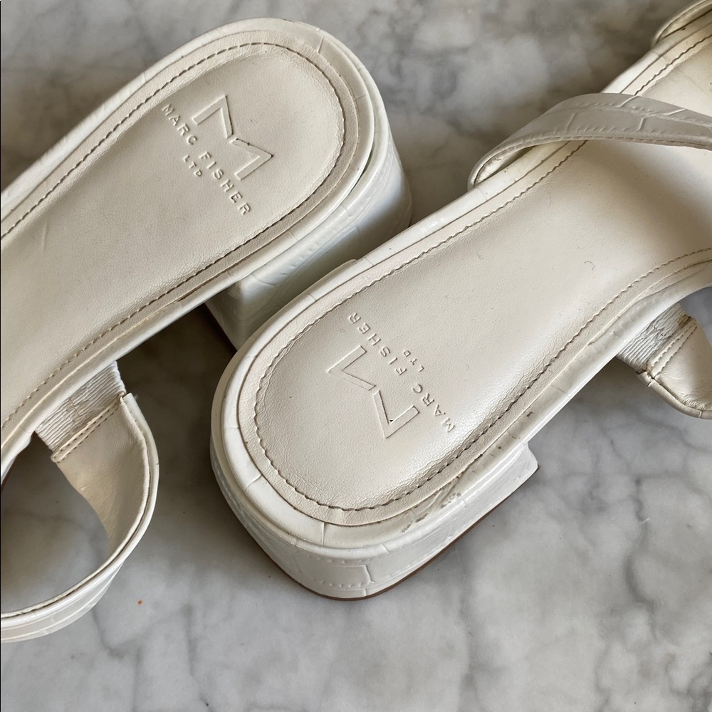 Marc Fisher White Women's Slide Sandals - Picture 7 of 11
